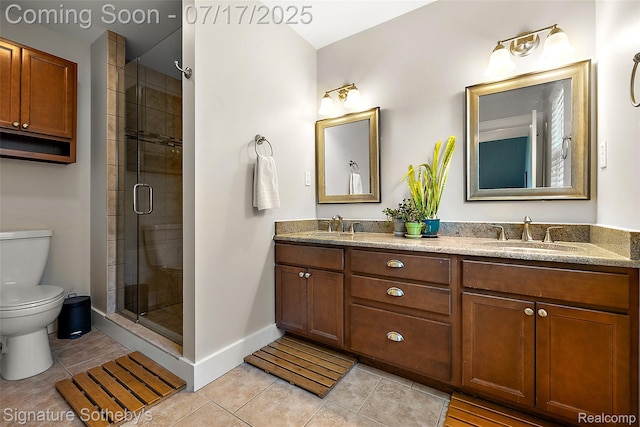 1120 Wyandotte Ave, Royal Oak, MI 48067 - bathroom with double vanity, a shower stall, and tile patterned floors