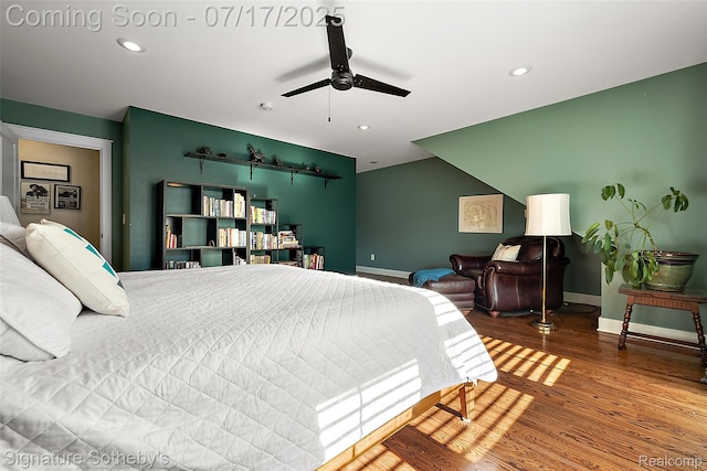 1120 Wyandotte Ave, Royal Oak, MI 48067 - bedroom with wood finished floors, recessed lighting, and ceiling fan