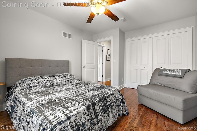 1120 Wyandotte Ave, Royal Oak, MI 48067 - bedroom with wood finished floors, a closet, and a ceiling fan
