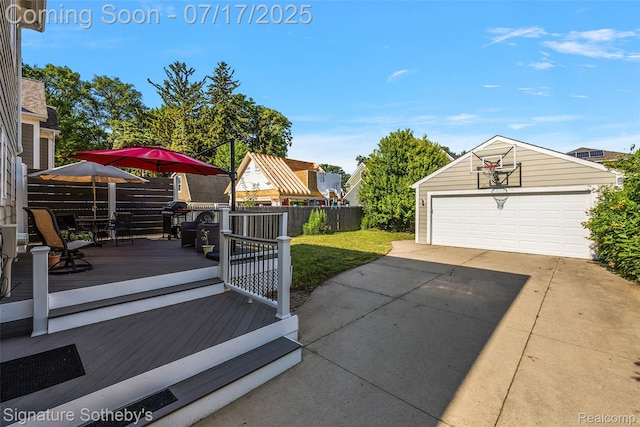 1120 Wyandotte Ave, Royal Oak, MI 48067 - view of patio with a deck, an outbuilding, and a detached garage