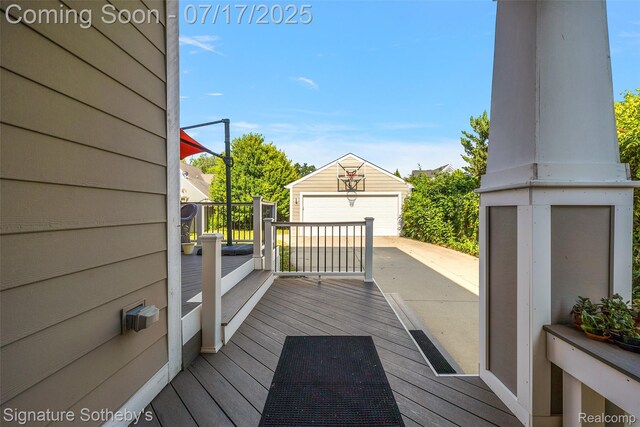 1120 Wyandotte Ave, Royal Oak, MI 48067 - wooden deck featuring an outbuilding and a detached garage