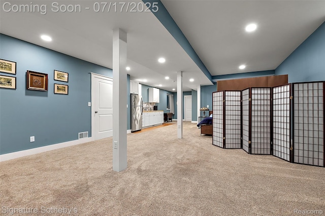 1120 Wyandotte Ave, Royal Oak, MI 48067 - unfurnished living room with recessed lighting and light carpet