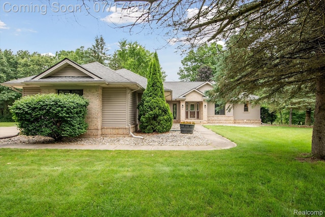 1847 Brandy Ln, Brighton, MI 48114 - ranch-style house with a front lawn and a shingled roof