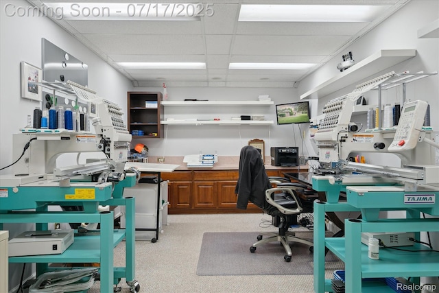 1847 Brandy Ln, Brighton, MI 48114 - home office with a paneled ceiling and light colored carpet