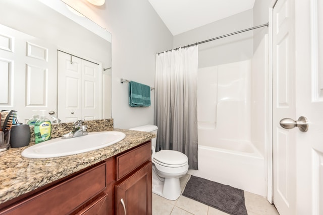 241 W Oakbrook Dr, Ann Arbor, MI 48103 - bathroom with vanity, tile patterned floors, and shower / bath combo with shower curtain