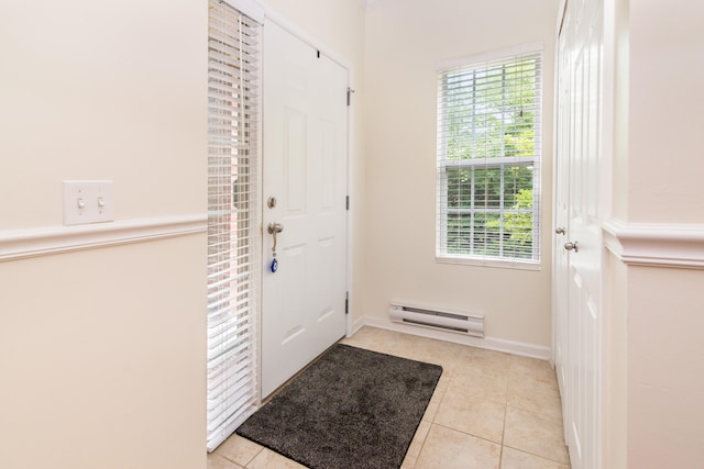 225 W Oakbrook Dr, Ann Arbor, MI 48103 - doorway featuring healthy amount of natural light, a baseboard radiator, and light tile patterned floors