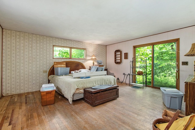 2597 E Glendora Rd, Buchanan, MI 49107 - bedroom featuring light wood finished floors, access to outside, and multiple windows