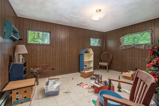 2597 E Glendora Rd, Buchanan, MI 49107 - living area with wood walls and tile patterned flooring