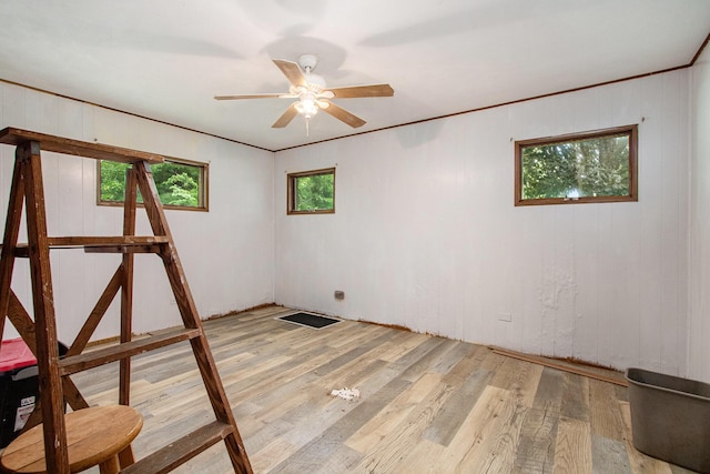2597 E Glendora Rd, Buchanan, MI 49107 - unfurnished room with light wood-style floors and a ceiling fan