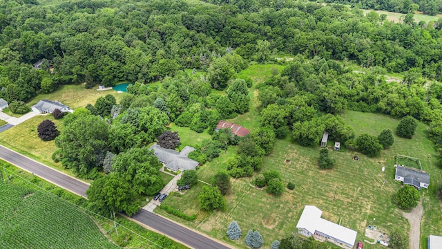 2597 E Glendora Rd, Buchanan, MI 49107 - aerial overview of property's location featuring a forest
