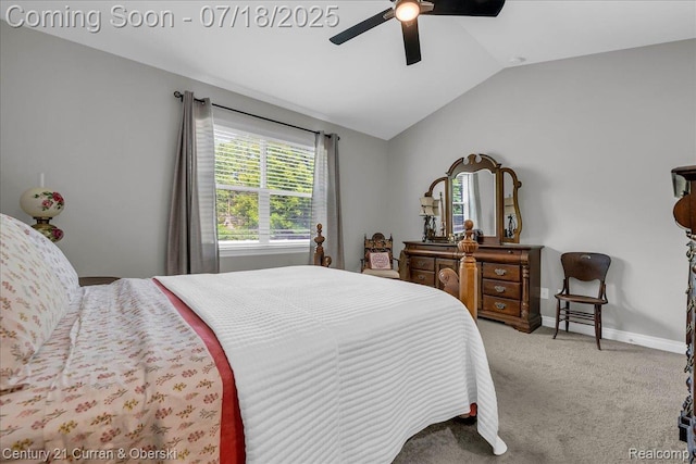 21150 Bryce Ct, Romulus, MI 48174 - carpeted bedroom with lofted ceiling and a ceiling fan