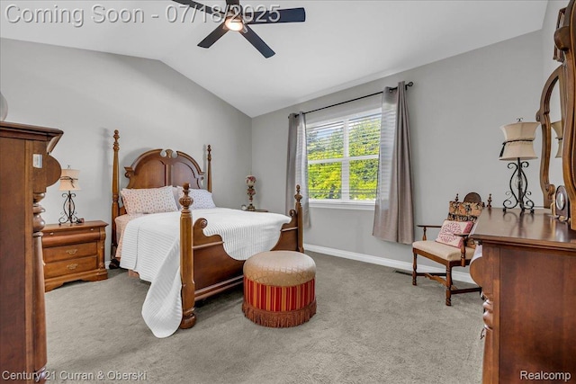 21150 Bryce Ct, Romulus, MI 48174 - bedroom with vaulted ceiling, carpet flooring, and ceiling fan