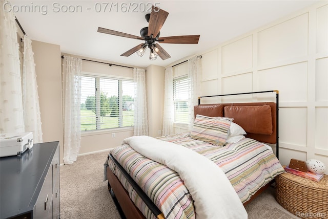 7366 E Maple Ave, Grand Blanc, MI 48439 - bedroom featuring light carpet and ceiling fan
