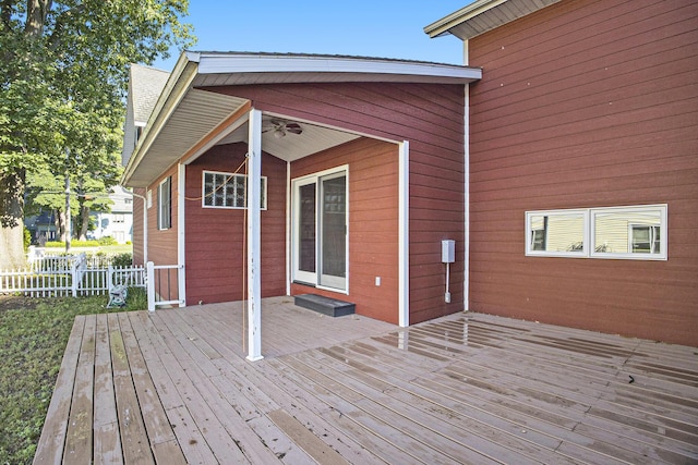 220 Park Ave, South Haven, MI 49090 - wooden terrace with a ceiling fan