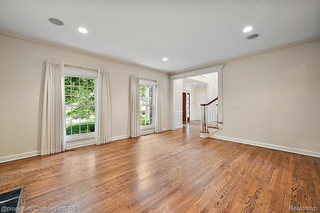 400 Hamilton Rd, Bloomfield, MI 48301 - spare room featuring wood finished floors, stairs, ornamental molding, and recessed lighting