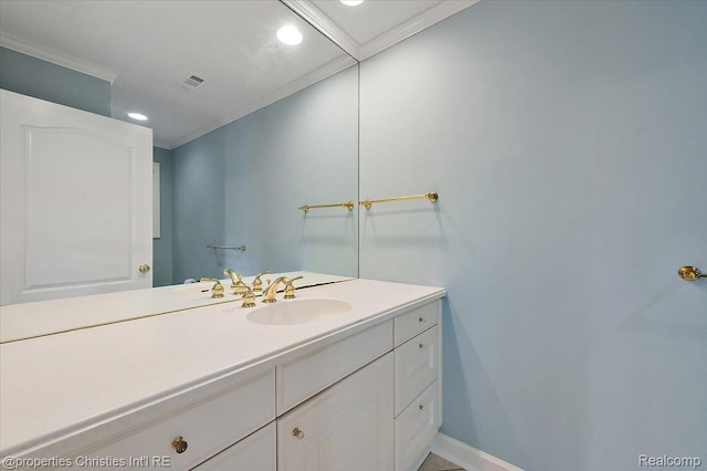 400 Hamilton Rd, Bloomfield, MI 48301 - bathroom with vanity, recessed lighting, and crown molding