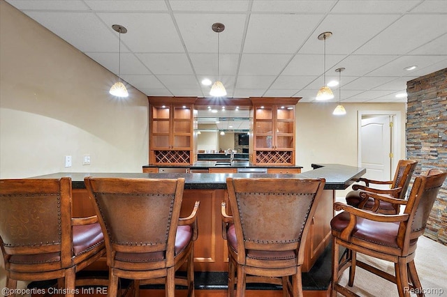 400 Hamilton Rd, Bloomfield, MI 48301 - indoor bar with a paneled ceiling, decorative light fixtures, and backsplash