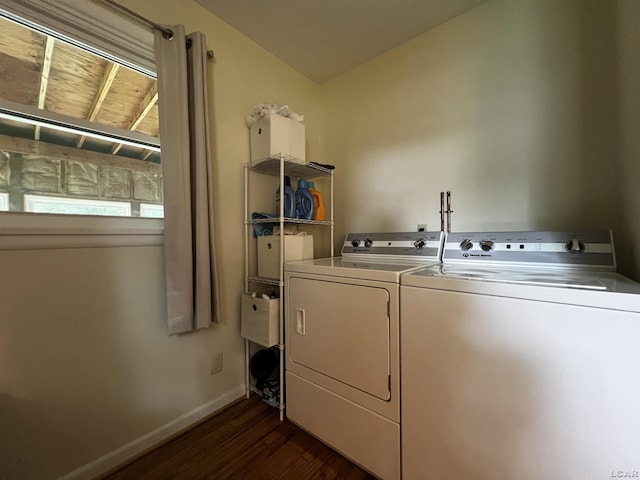 2682 Elmwood Dr, Adrian, MI 49221 - laundry area with washing machine and clothes dryer and dark wood-type flooring