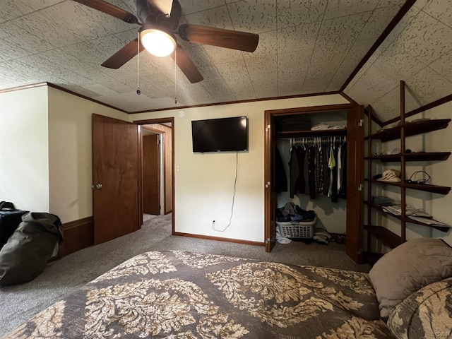 2682 Elmwood Dr, Adrian, MI 49221 - carpeted bedroom with a closet and a ceiling fan