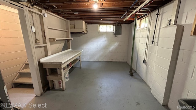 1902 Crestbrook Ln, Flint, MI 48507 - below grade area featuring concrete block wall and electric panel