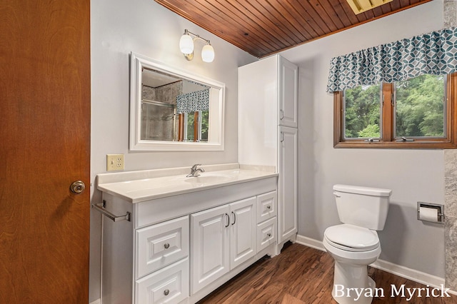 4675 44th St, Holland, MI 49423 - bathroom with wooden ceiling, wood finished floors, and vanity