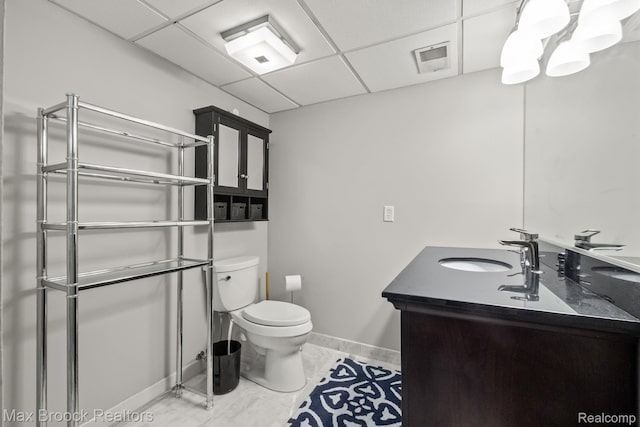 1109 Ivyglen Cir, Bloomfield Hills, MI 48304 - bathroom with a drop ceiling, vanity, and a chandelier