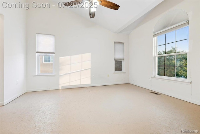 1145 York Ave, Howell, MI 48843 - unfurnished room featuring vaulted ceiling and a ceiling fan