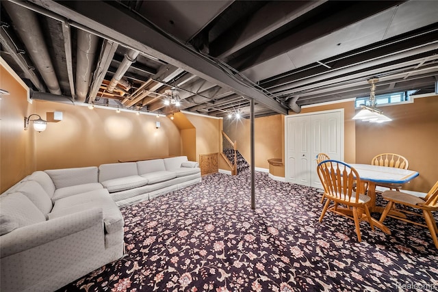 8931 Bridge Rd, Grosse Ile, MI 48138 - basement with carpet flooring and stairs