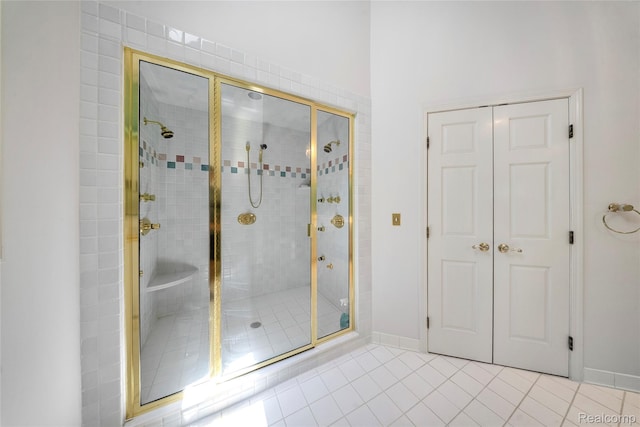 8931 Bridge Rd, Grosse Ile, MI 48138 - full bath with tile patterned floors and a shower stall