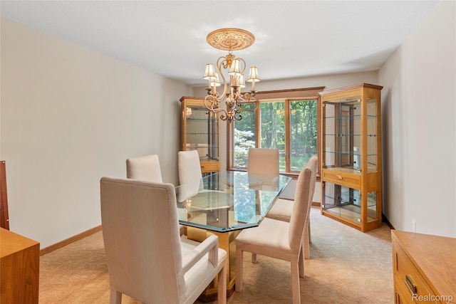 8931 Bridge Rd, Grosse Ile, MI 48138 - dining area with light colored carpet and a chandelier