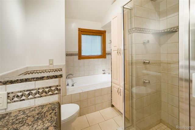 21819 Meridian Rd, Grosse Ile, MI 48138 - full bathroom with a shower stall, a bath, tile patterned flooring, and wainscoting