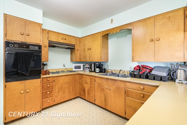 306 Macomber Ave, Auburn, MI 48611 - kitchen featuring oven, white microwave, under cabinet range hood, and light countertops