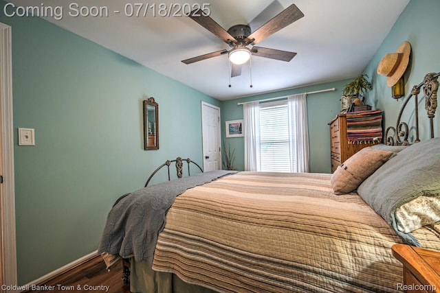 978 Oak Ridge Cir, Brighton, MI 48116 - bedroom featuring wood finished floors, a ceiling fan, and a closet