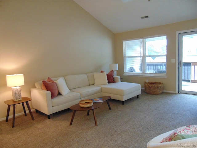 1429 Millbrook Trl, Ann Arbor, MI 48108 - carpeted living area with vaulted ceiling