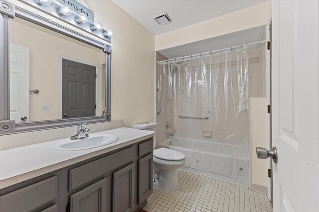 22830 Lincoln Ct, Saint Clair Shores, MI 48082 - bathroom featuring vanity, tile patterned flooring, and shower / bath combo with shower curtain