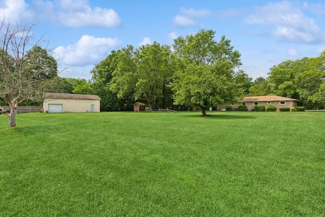 13613 Log Cabin Rd, Three Oaks, MI 49128 - view of grassy yard with an outdoor structure and a garage