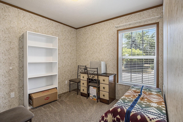 13750 Primrose Ln, Cedar Springs, MI 49319 - bedroom with ornamental molding, multiple windows, and dark carpet