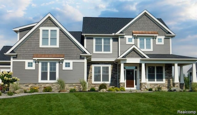 7345 Verona Dr, West Bloomfield, MI 48322 - craftsman-style house featuring stone siding and a front yard
