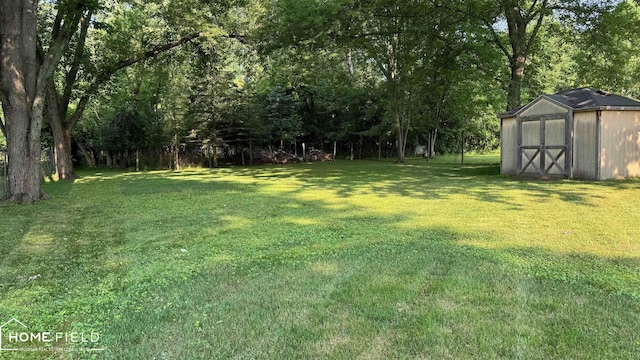 510 Martin St, Owosso, MI 48867 - view of grassy yard featuring a shed