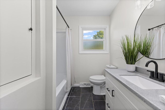 10965 Bunton Rd, Willis, MI 48191 - full bathroom featuring vanity, marble finish floors, and shower / tub combo