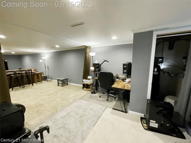 5363 Irish Rd, Grand Blanc, MI 48439 - carpeted office with crown molding and recessed lighting