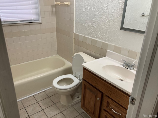 24924 Wilmot Ave, Eastpointe, MI 48021 - full bath with vanity, tile patterned floors, shower / bath combination, and tile walls