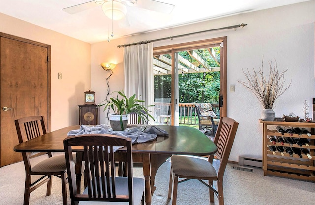 18354 Mount Zion Rd, Galien, MI 49113 - dining area featuring light colored carpet and a ceiling fan