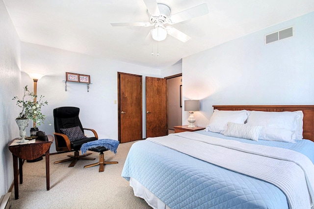 18354 Mount Zion Rd, Galien, MI 49113 - bedroom featuring light colored carpet and a ceiling fan