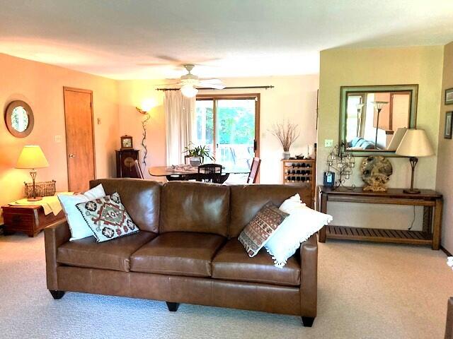 18354 Mount Zion Rd, Galien, MI 49113 - living room featuring carpet and ceiling fan