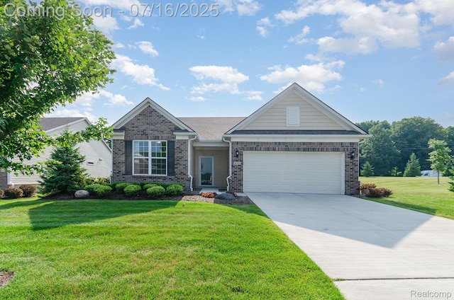 4000 Ashdale Way, Clarkston, MI 48348 - view of front of home with an attached garage, a front yard, concrete driveway, and brick siding