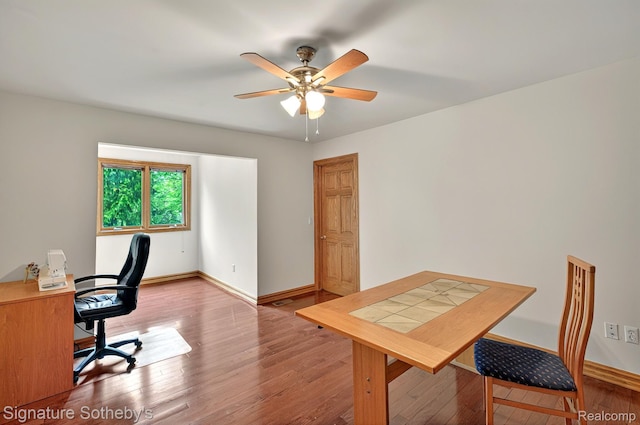 40600 8 Mile Rd, Northville, MI 48167 - home office with ceiling fan and wood finished floors