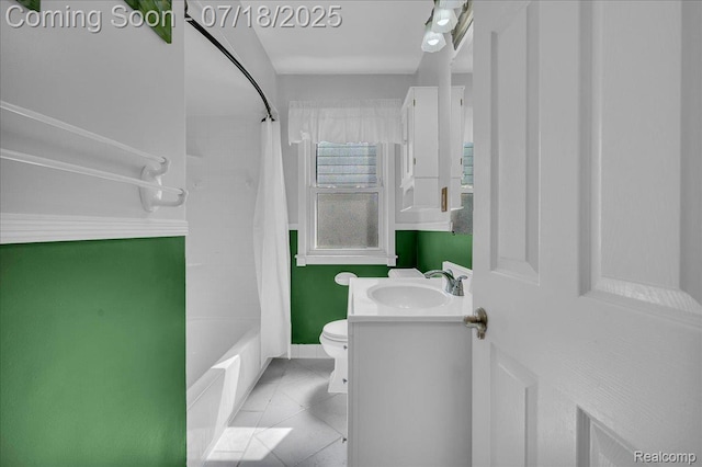 24429 Notre Dame St, Dearborn, MI 48124 - bathroom with vanity, shower / bath combination with curtain, and tile patterned flooring