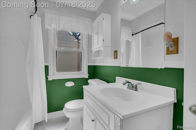 24429 Notre Dame St, Dearborn, MI 48124 - bathroom featuring vanity, tile patterned floors, and shower / tub combo with curtain