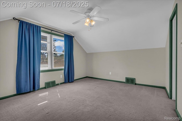 24429 Notre Dame St, Dearborn, MI 48124 - bonus room featuring vaulted ceiling, ceiling fan, and carpet flooring
